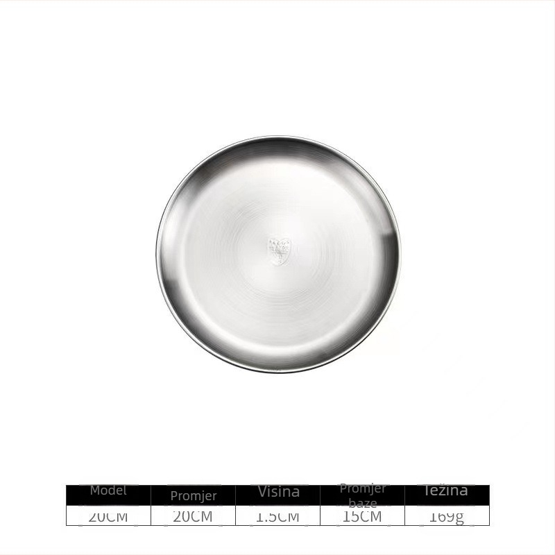 Disk od nehrđajućeg čelika, korejskog stila okrugli tanjur, kompatibilan s mikrovalnom pećnicom, ispis logotipa i prilagodba