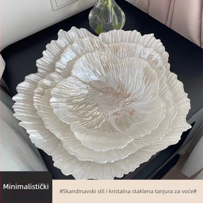 Činija za voće u obliku cvijeta, staklena, moderni minimalistički stil, lansirano 2023.