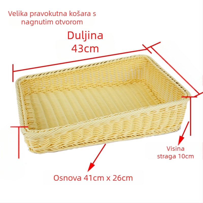 Plastična pravokutna korpa za voće sa nagnutim rubom – jednostavan stil, oblik: pravokutni, materijal: plast
