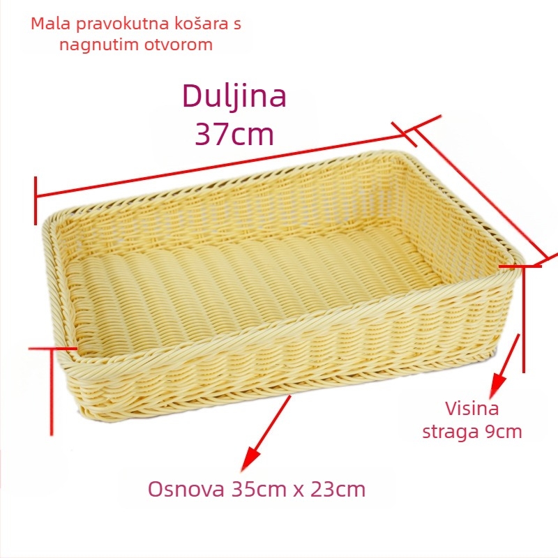 Plastična pravokutna korpa za voće sa nagnutim rubom – jednostavan stil, oblik: pravokutni, materijal: plast