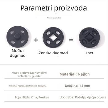 Nylon skrivene kopče za kapute, jakne i dječju odjeću – nevidljiva kopča, anti-izlaganje, Xiangyu