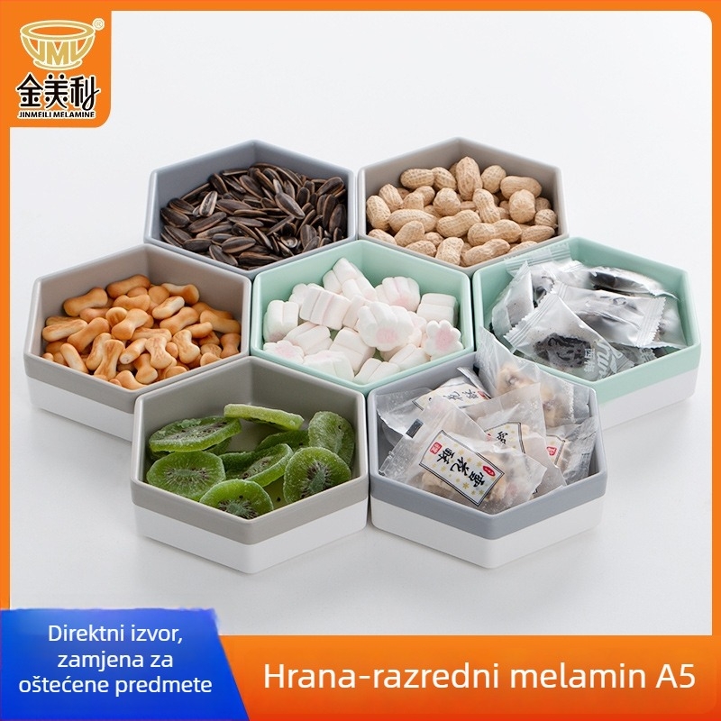 Melamin set za sushi tanjur, heksagonalni nepravilni oblik, mogućnost logotipa, podglazurna završna obrada, premium kvaliteta