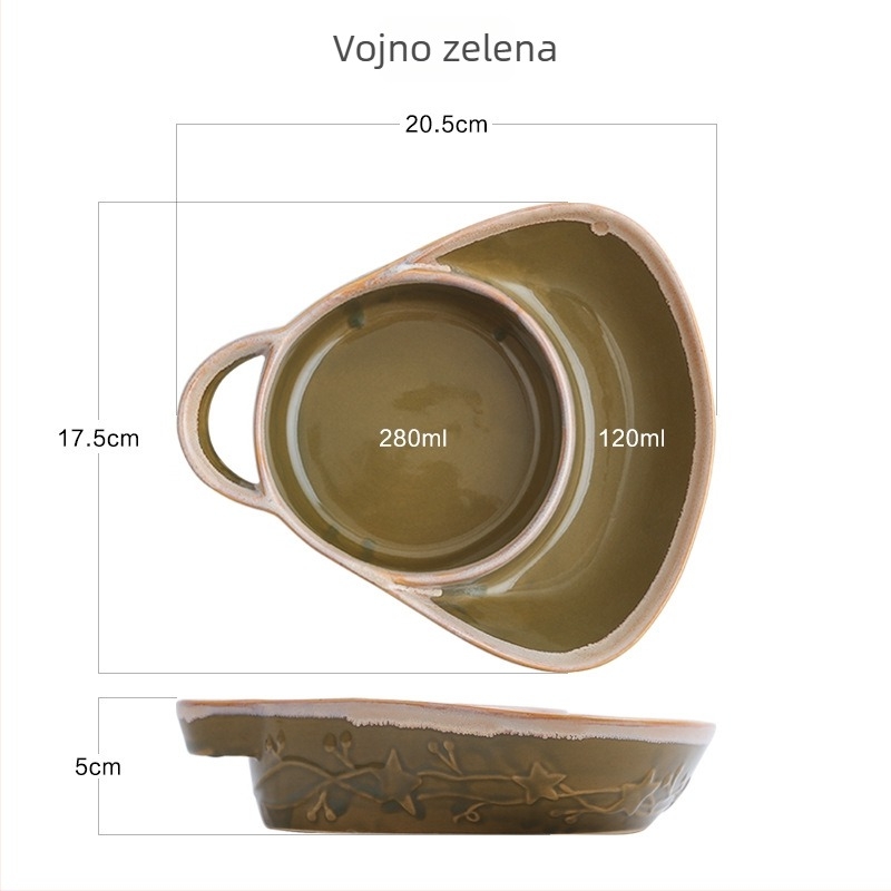Retro porculanski tanjur za doručak s odjeljcima, plosnati tanjur za voćnu salatu i priloge, elegantno restoran posuđe
