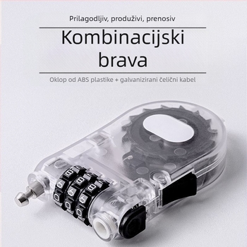 Vanjski kombinirani sigurnosni lokot s čeličnim užetom – MGWS C-31, debljina šipke 2 mm, razmak 10 mm, numerički kod, tehnički plast