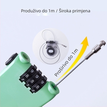 Vanjski kombinirani sigurnosni lokot s čeličnim užetom – MGWS C-31, debljina šipke 2 mm, razmak 10 mm, numerički kod, tehnički plast
