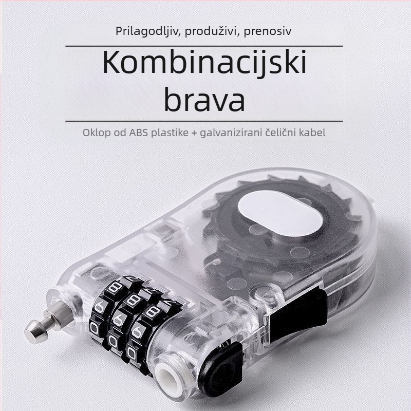 Vanjski kombinirani sigurnosni lokot s čeličnim užetom – MGWS C-31, debljina šipke 2 mm, razmak 10 mm, numerički kod, tehnički plast