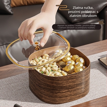 Plastična podijeljena posuda za voće s poklopcem, okrugla, cvjetni uzorak, moderni minimalistički stil