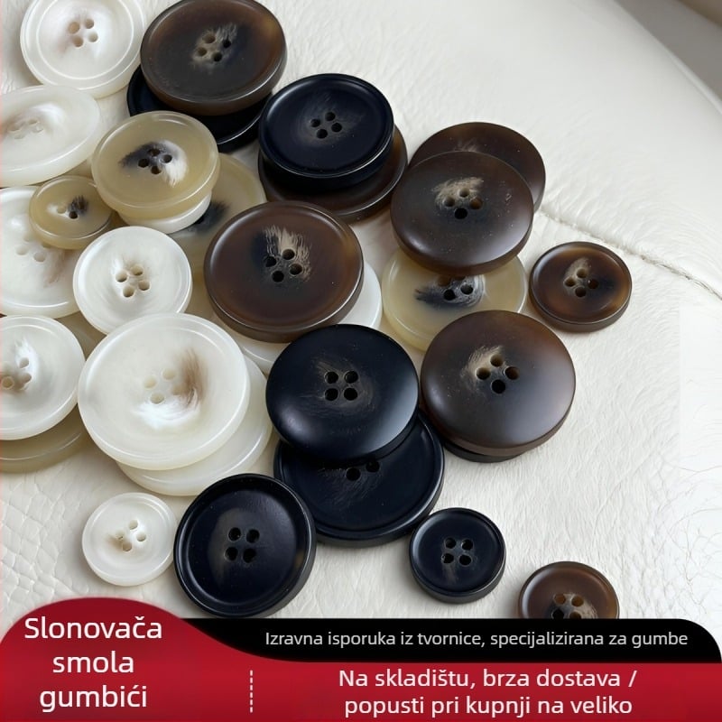 Gumbi od smole s četiri rupe, imitacija roga, za sako, kaput i trench kaput