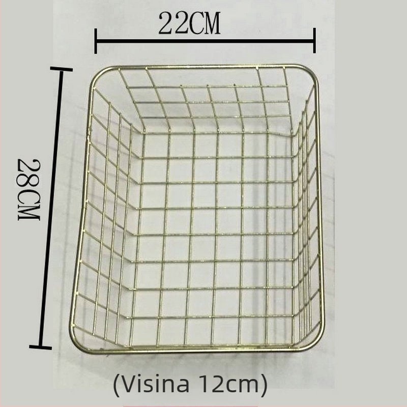 Željezni koš za skladištenje, nordijski minimalistički stil, organizacija doma i u uredu; pogodan za voće, kozmetiku i nakit, knjige