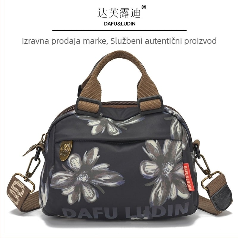 Ženska crossbody torba, gradski minimalistički stil, Oxford tkanina, zatvarač, podstava od najlona, vodoravni kvadratni oblik, više pretinaca
