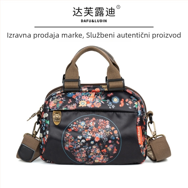Ženska crossbody torba, gradski minimalistički stil, Oxford tkanina, zatvarač, podstava od najlona, vodoravni kvadratni oblik, više pretinaca