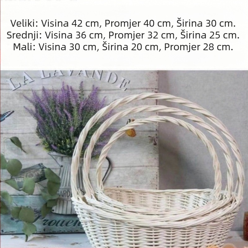 Koš od ratana i pletene vrbovine, koš za darove, piknik košarica, prijenosna torba, ukrasna košarica za cvijeće