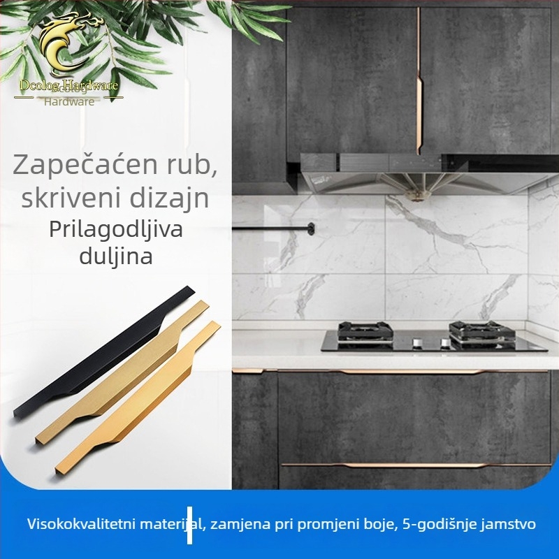 Skrivena ručica s produženjem, bez bušenja, za ormariće i ladice