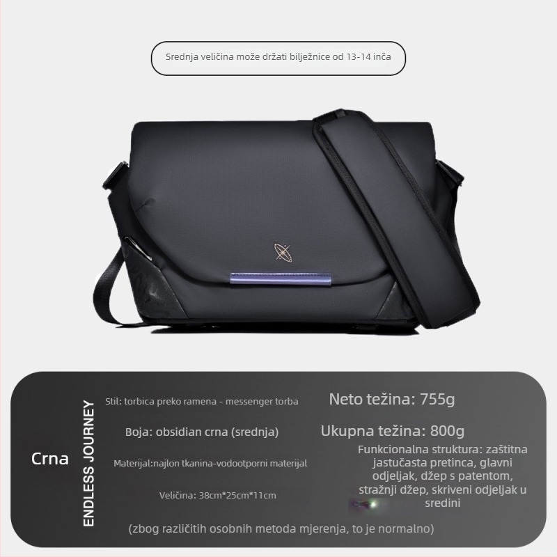 Muška crossbody torba s magnetskim kopčom, vodootporna, Oxford tkanina, geometrijski uzorak, za svakodnevnu upotrebu, s proširivim kapacitetom