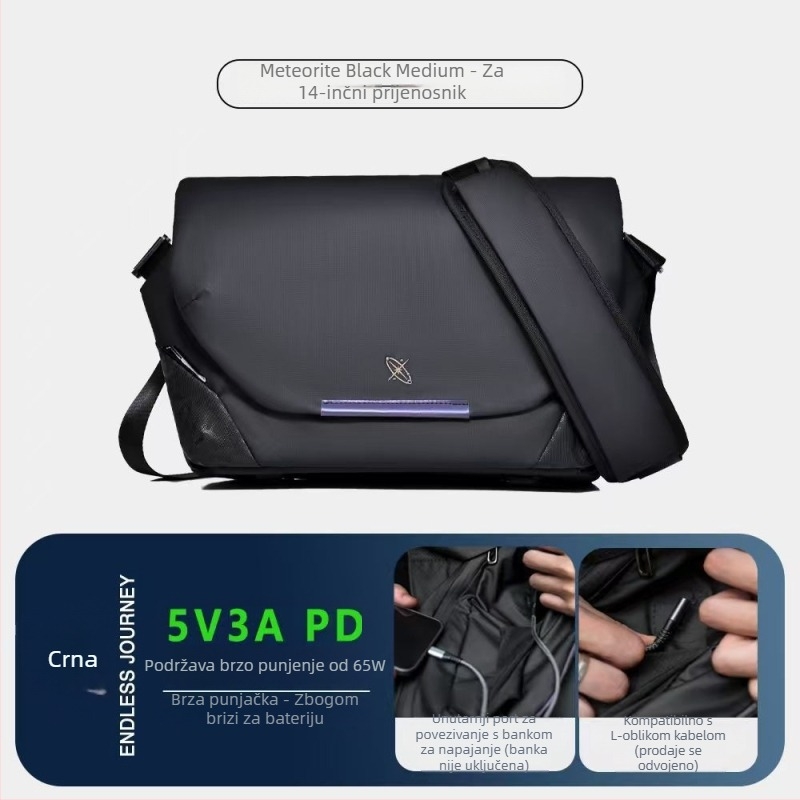 Muška crossbody torba s magnetskim kopčom, vodootporna, Oxford tkanina, geometrijski uzorak, za svakodnevnu upotrebu, s proširivim kapacitetom