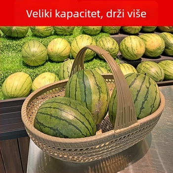Plastični koš za voće i povrće s imitacijom ratana, prijenosni, za kućnu upotrebu, INS stil, šifra proizvoda Tx2hhsaz