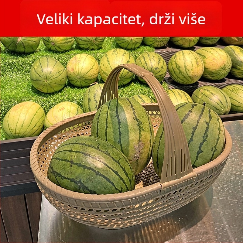 Plastični koš za voće i povrće s imitacijom ratana, prijenosni, za kućnu upotrebu, INS stil, šifra proizvoda Tx2hhsaz
