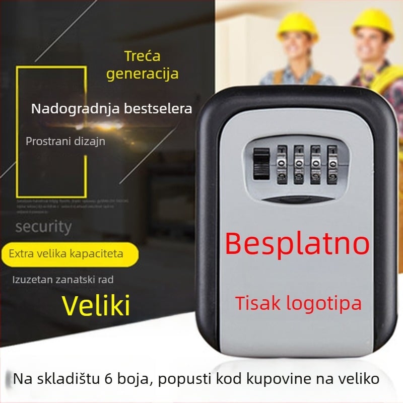 Mehanička kutija za ključe s kodom KS017, zidna montaža, dizajn mačjeg oka, pogodna za ID kartice i bankovne kartice