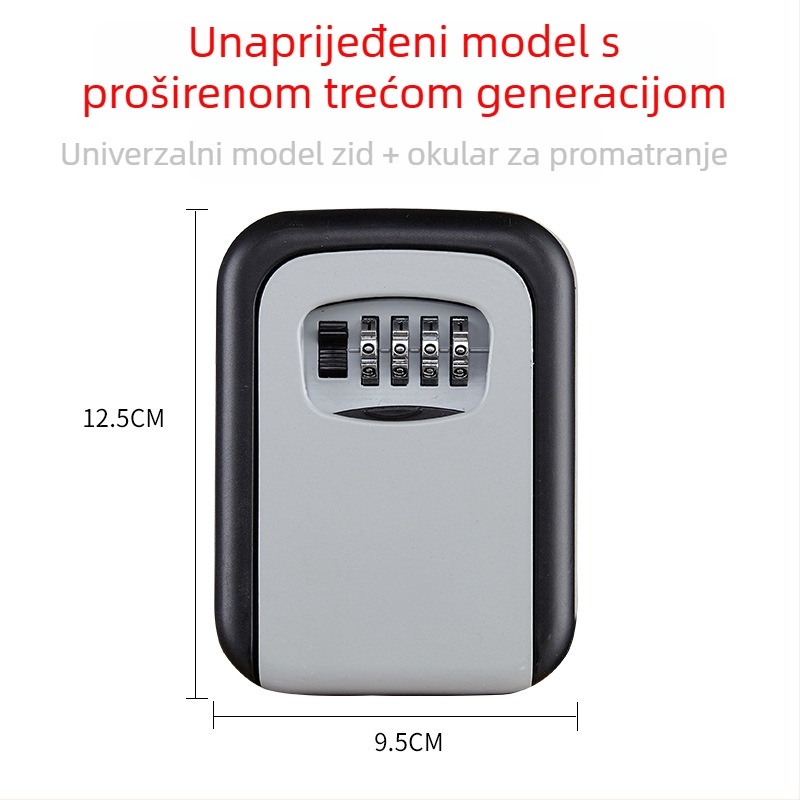 Mehanička kutija za ključe s kodom KS017, zidna montaža, dizajn mačjeg oka, pogodna za ID kartice i bankovne kartice