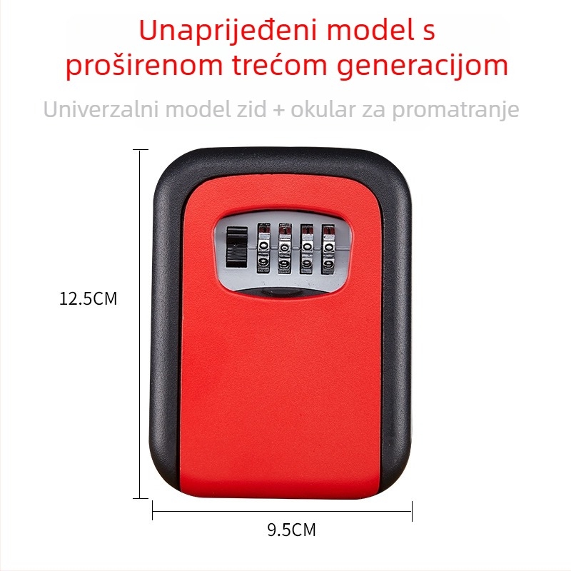 Mehanička kutija za ključe s kodom KS017, zidna montaža, dizajn mačjeg oka, pogodna za ID kartice i bankovne kartice