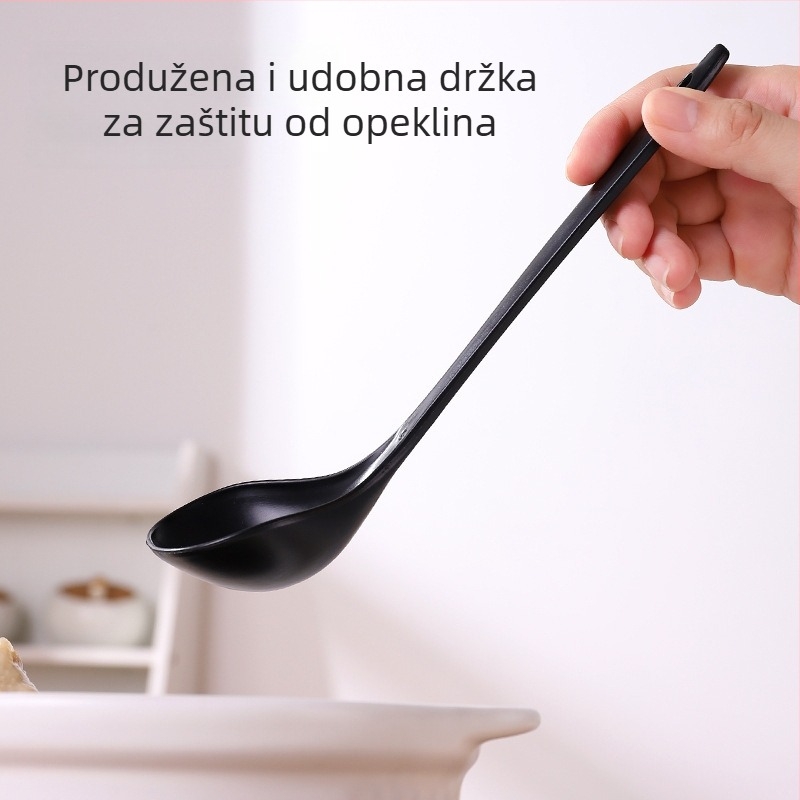 Deblja plastična žlica za juhu s dugim drškom — PP materijal, za odrasle, moderan minimalistički stil, moguć tisak logotipa, prilagodba dostupna