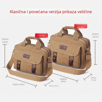 Muška platnena torba preko ramena – otporna na habanje, jednobojni uzorak, poliester podstava, za putovanja u slobodno vrijeme