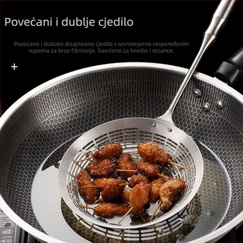 Sito za tjesteninu od 201 nehrđajućeg čelika, protuklizna ručka, zaštita od opeklina, mrežasto sito