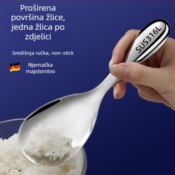Žlica za rižu od nehrđajućeg čelika s dugom držalom, neprianjajuća, pogodna za hranu, poslužna žlica