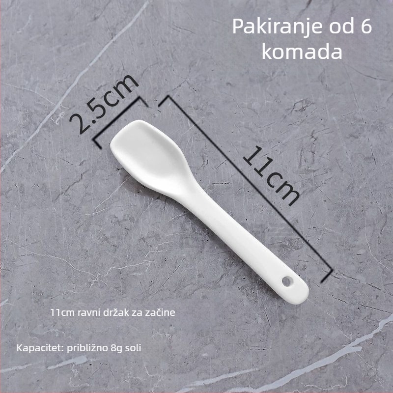 Keramička žlica za začine i deserte s ravnim držalom, poliran završetak