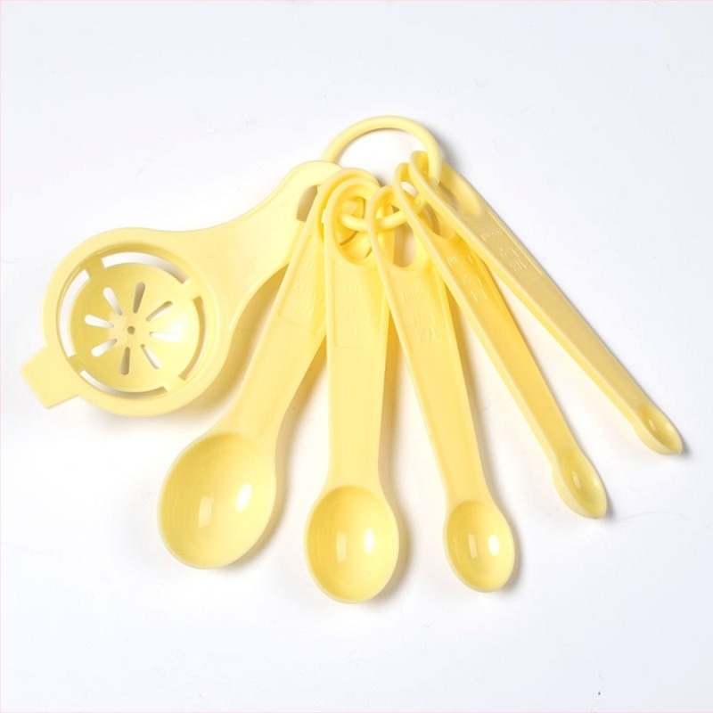 Mjerne žlice i odvajač jaja, 6-dijelni set, plastični, s mjerom za pečenje