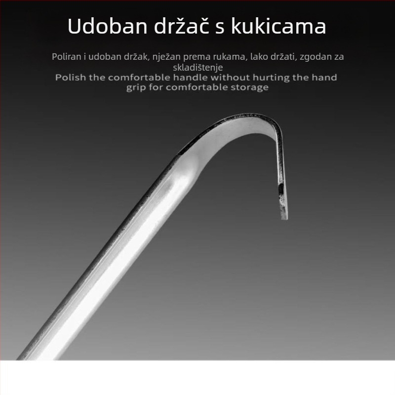 Kuhača s integriranim cjedilom, duga drška s kukicom za vješanje, od nehrđajućeg čelika 201; protuklizna, otporna na visoke temperature, pogodna za juhe i kaše