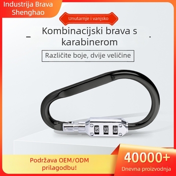 CJSJ CH-22B cinkov legirani numerički lokot za ruksak i kacigu – D-tip, 6,3 mm debljina šipke, 44 mm razmak