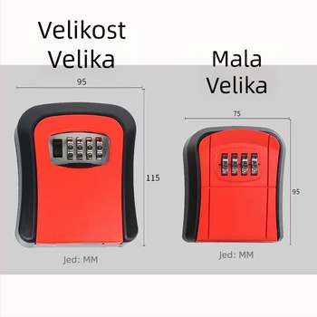 Zidna kutija za ključe s brojčanim zaključavanjem, model A08, materijal aluminijska legura + plast, moderni minimalistički stil za kućnu dekoraciju