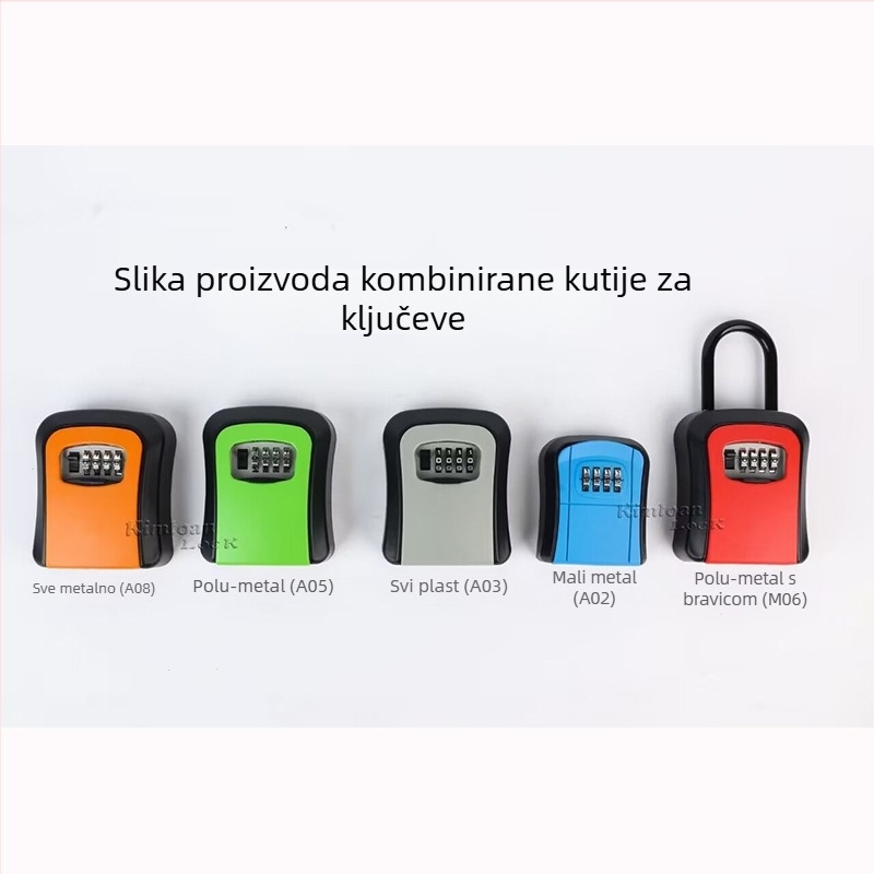 Zidna kutija za ključe s brojčanim zaključavanjem, model A08, materijal aluminijska legura + plast, moderni minimalistički stil za kućnu dekoraciju