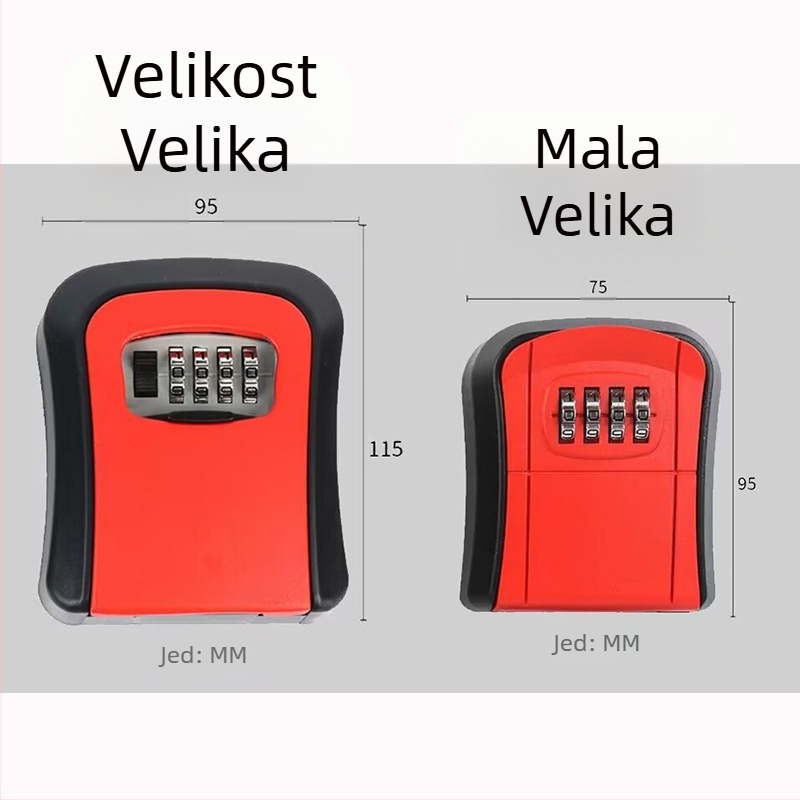 Zidna kutija za ključe s brojčanim zaključavanjem, model A08, materijal aluminijska legura + plast, moderni minimalistički stil za kućnu dekoraciju