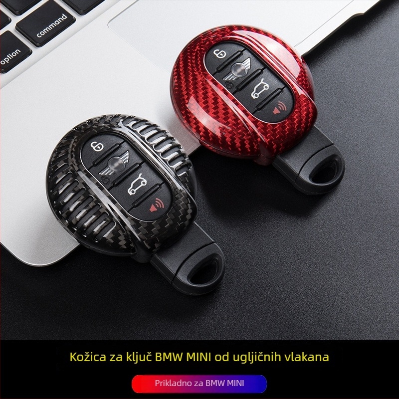 Karbonska MINI futrola za ključ s JCW lancem – kompatibilna s F56/F55/F54/F60 MINI Cooper ključem, trend dizajn