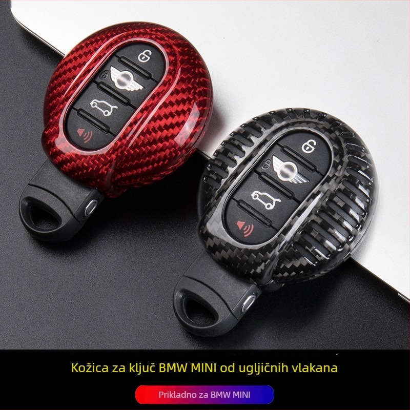 Karbonska MINI futrola za ključ s JCW lancem – kompatibilna s F56/F55/F54/F60 MINI Cooper ključem, trend dizajn