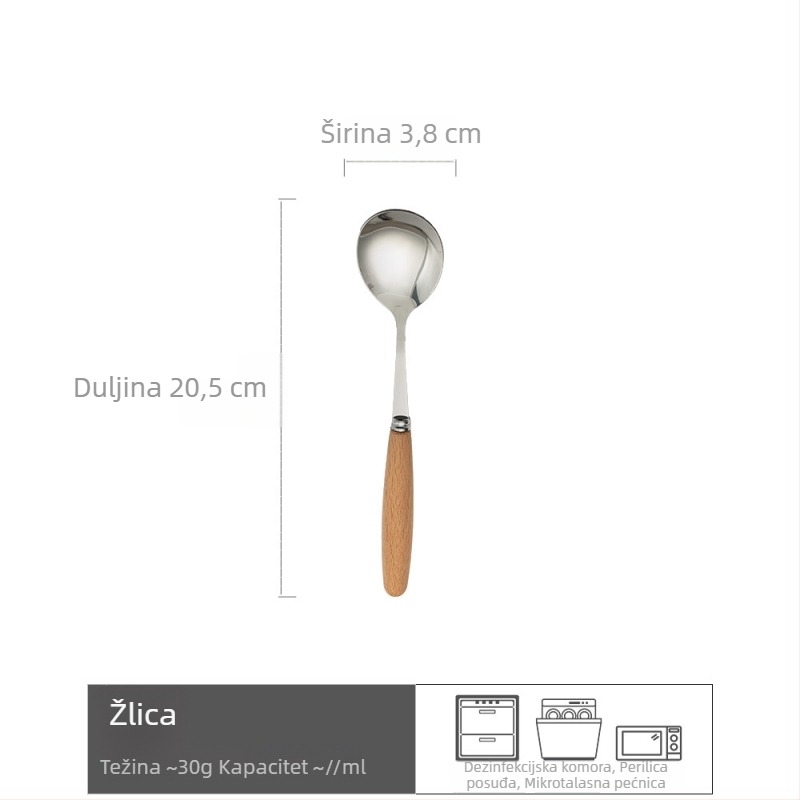 Set pribora od nehrđajućeg čelika 304 s dugim ručkama, retro stil, za odrasle (nož, vilica i žlica)