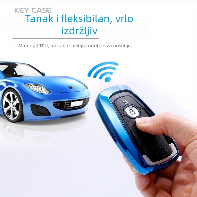 Ford kućište ključa, TPU polukrožni tip, model B01K, težina 36 g, kompatibilno s Ford Focus/Mondeo/Ranger ključevima