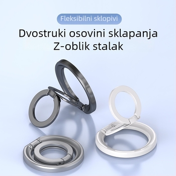 Stolni magnetski držač za telefon s prstenom – rotirajući, kružni dizajn s dvostrukim prstenom, od legure
