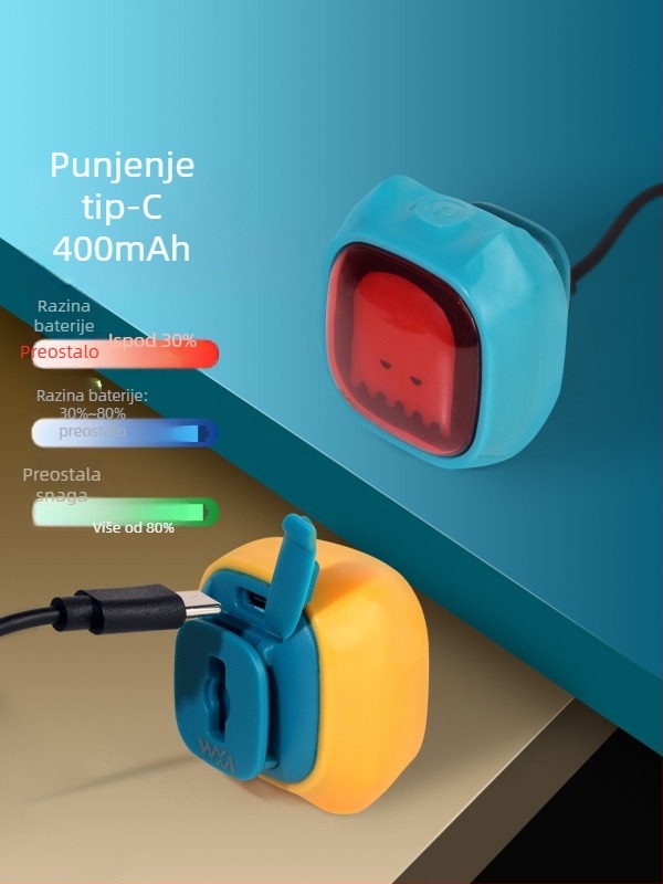 VXM stražnja svjetiljka za cestovne i planinske bicikle s inteligentnim senzorom kočenja, USB-C punjiva, svjetlo za noćnu vožnju s upozoravajućom funkcijom