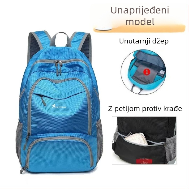 Lagana sklopiva ruksak od Oxford platna, vodootporan, anti-krađa, s pretincem za prijenosno računalo i telefon