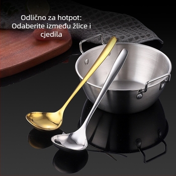 Set žlica za juhu od nehrđajućeg čelika s dugačkim držalom, japanski stil, sjajna završna obrada, pogodno za vruće lonce i juhe