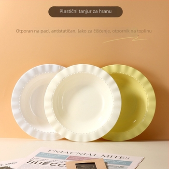 Kružni plastični tanjur za doručak – moderni jednostavni stil, površina ručno crtana, mogućnost prilagodbe logotipa