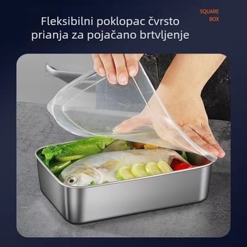 Nehrđajući čelični pladanj za pripremu hrane, kvadratnog oblika, kompatibilan s mikrovalnom, elektroplatirana površina, premium kvaliteta