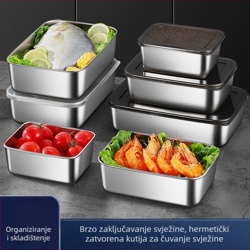 Nehrđajući čelični pladanj za pripremu hrane, kvadratnog oblika, kompatibilan s mikrovalnom, elektroplatirana površina, premium kvaliteta