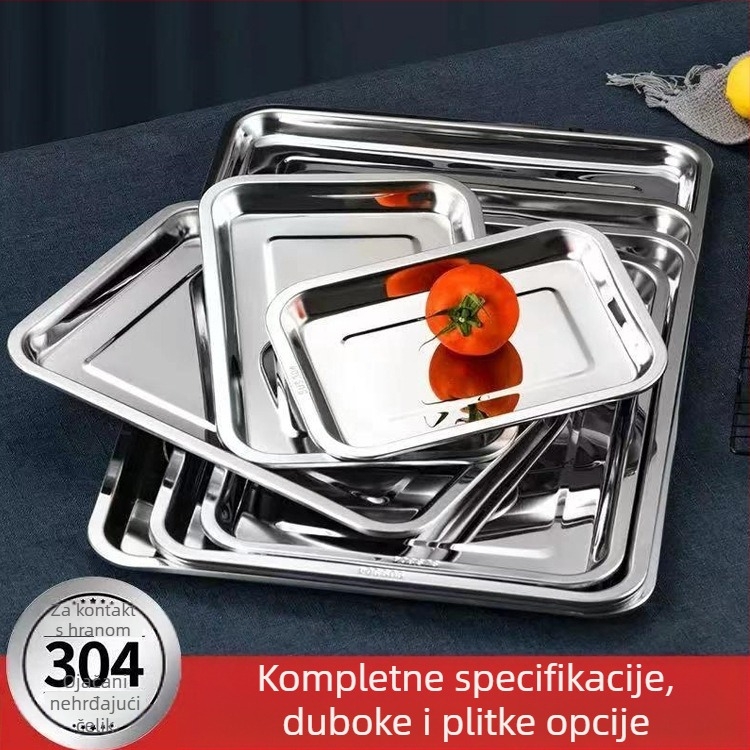 Kvadratni plitki pladanj od 304 nehrđajućeg čelika za hotele i restorane – tanjur za ribu i knedle