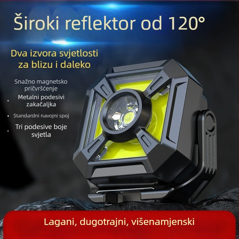 COB kamperska svjetiljka, baterija 500mAh, napajanje 3V1A, domet 100–200 m, s karabinom za ključeve