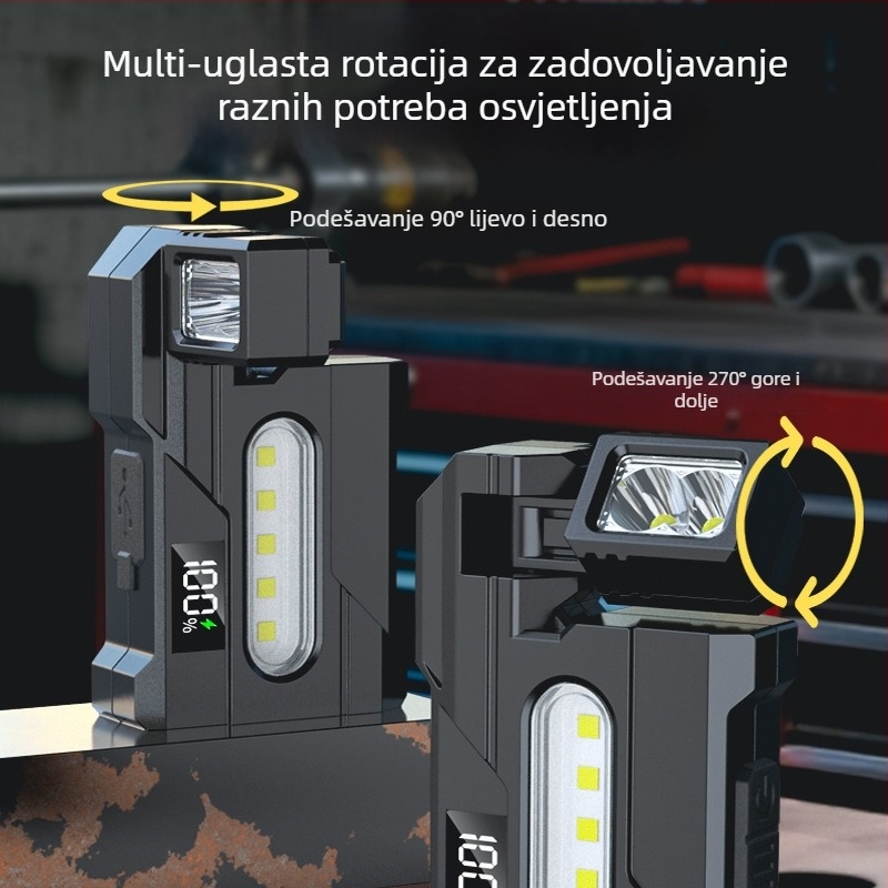 LED svjetiljka s COB svjetlom, 360° rotacija, punjiva, 20W, vijek baterije 4–6 sati