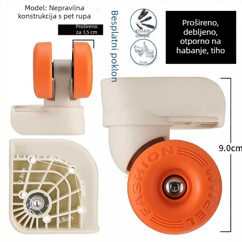 Zamjena kotača za prtljagu – univerzalni dodaci za kotače, PVC, proljeće 2025